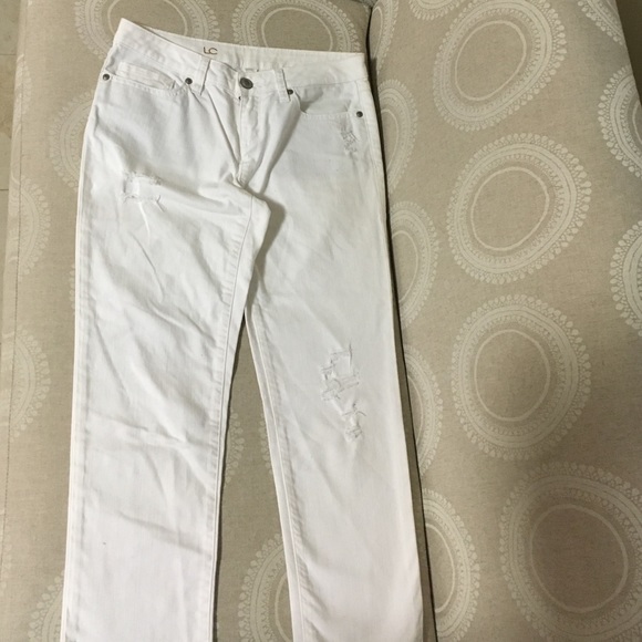 0293 Lauren Conrad white jeans with fringe hem Sz 4 - Picture 5 of 8